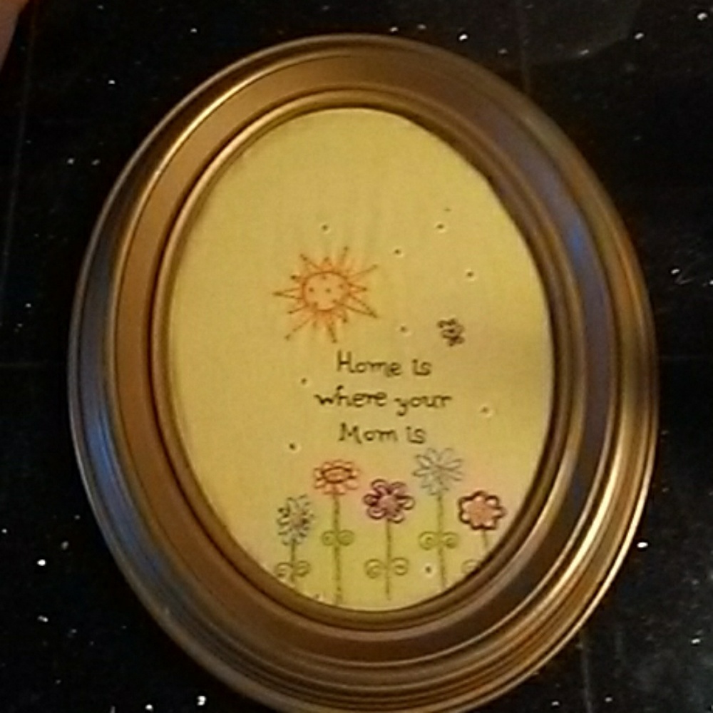 Sweet Oval Antique Framed Embroidered Picture